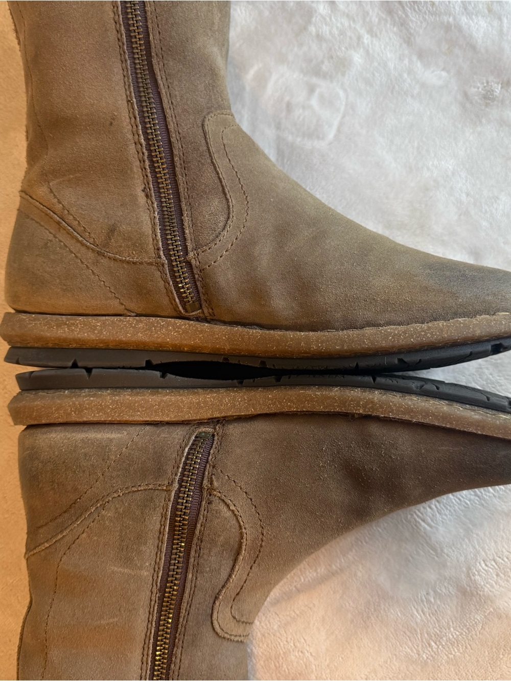 Born Olive-Taupe Suede Mid-Calf Heeled Boots - Picture 10 of 16
